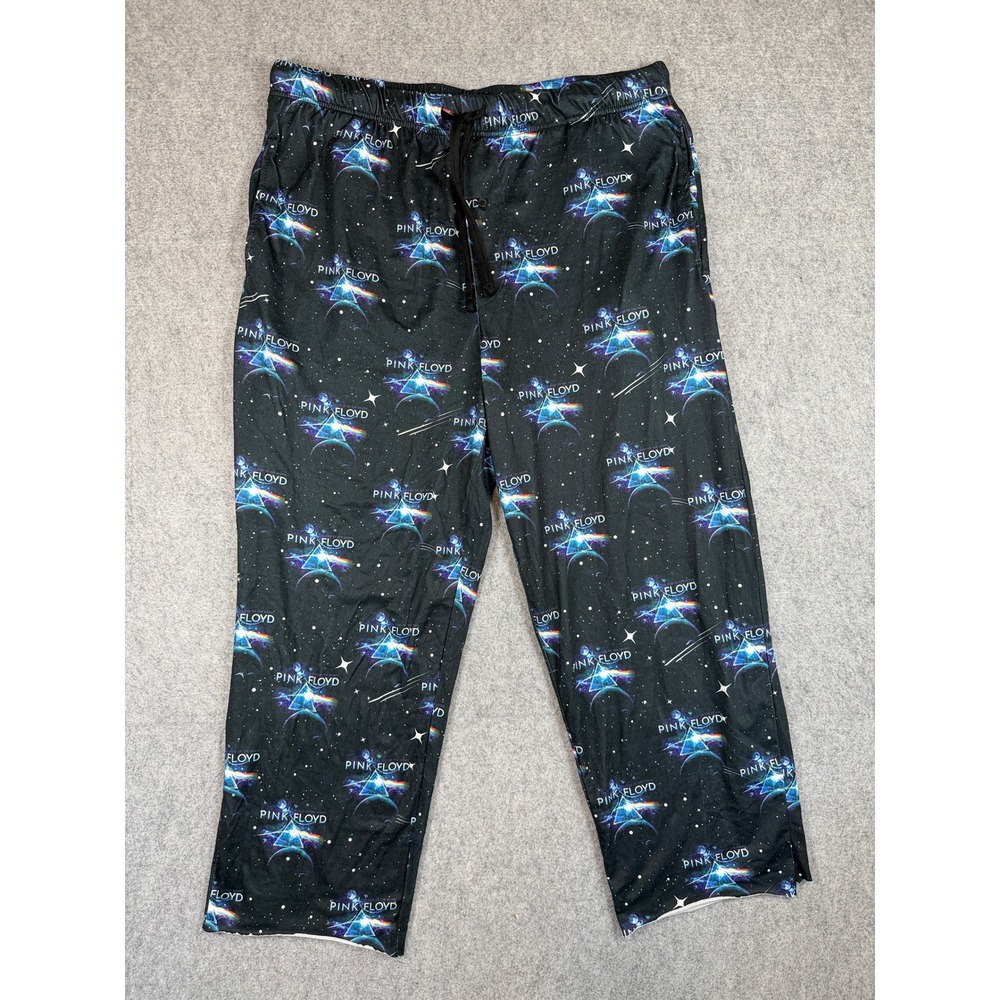Pink Floyd Mens Dark Side of the Moon Pajama Pants L Black Prism Space Print